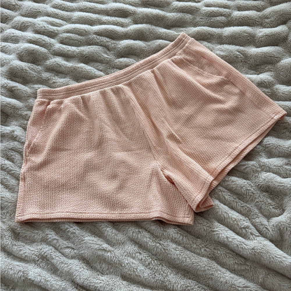 Fabletics Peach Textured Lounge Shorts XL High Waisted Comfy